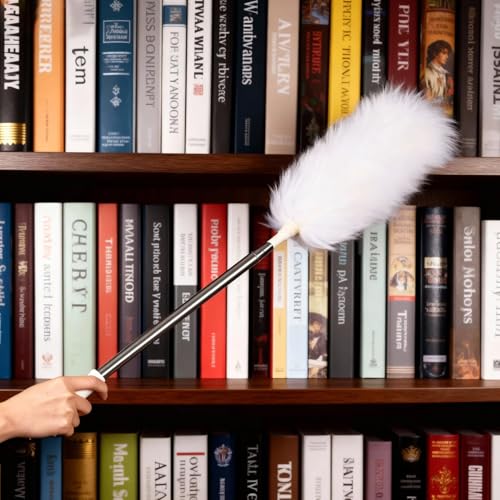 Extendable Lambswool Duster 29-110 Inch,Anti-Static Flexible Head, Stainless Steel Pole for Cleaning High Ceiling,Fan,Furniture,Roof Dusting - size: 110inch