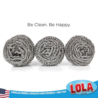 Stainless Steel Wool Scouring Pads, 288 Pack, by LOLA Brand, 18 Grams - Curled Flat Wire, Cleans Caked On & Baked On Messes on Cookware - size: 288 Pack, style: Standard