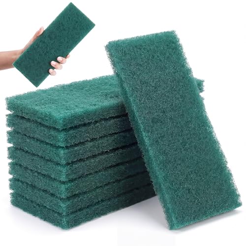 8 Pack Scouring Pads, 10 x 4 Inch Large Reusable Multipurpose Scouring Sponges for Kitchen, Bathroom, Counters, Floors Cleaning Supplies (Green) - color: Green