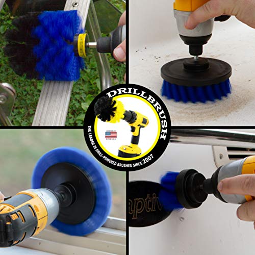 Drillbrush Blue – Boat Cleaning Drill Brush Attachment Set – Aluminum - Wood - Personal Watercraft Detailing - Fiberglass Hull Cleaning Kit - Kayak Accessories - Deck Brush - color: Blue