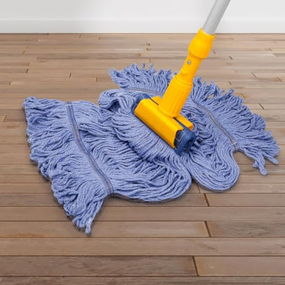 6Pack Heavy Duty Commercial Looped End Cotton Mop,String Cotton Mop Refill Heads Wet Industrial Blue Cotton Looped End String Head Refills, Heavy Mop Replace Head,for General and Floor Cleaning - color: Light Blue