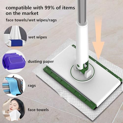 No Touch Clamp Mop, Reusable Hardwood Floor Cleaner, 4 Cloths, Efficient Cleaning Tool for Tile, Glass, or Wood Surfaces, Apartment and Homes Floor Mop, Easy Maintenance - size: 71 cm