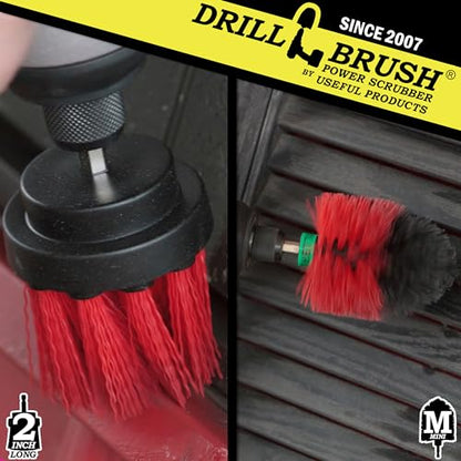 2 Piece Outdoor Cleaning Scrub Brushes - Siding Cleaning Brush Set - Brick and Stone Scrubbing Tools Set - Fireplace Cleaning Brushes - Deck and Patio Scrubbing Tools - Gutter Cleaning Tools for Home - color: Red