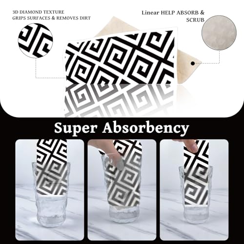 Reusable Swedish Dishcloths for Kitchen, 6 Pcs Geometric Pattern Dish Cloths, Absorbent Modern Design Cellulose Cleaning Towels Wipes for Cooking Home Decor Housewarming Gifts - style: Geometric