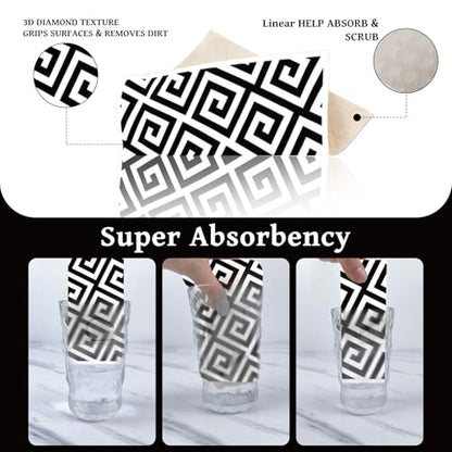 Reusable Swedish Dishcloths for Kitchen, 6 Pcs Geometric Pattern Dish Cloths, Absorbent Modern Design Cellulose Cleaning Towels Wipes for Cooking Home Decor Housewarming Gifts - style: Geometric
