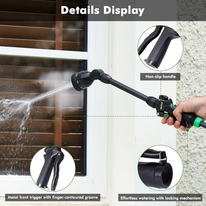 RESTMO Metal Watering Wand, Heavy Duty Garden Hose Wand with 180° Swivel Head, 16'' Hose Nozzle Sprayer with 7 Spray Patterns and Flow Control, for Water Hanging Baskets and Shrubs, Flash Black - color: Flash Black