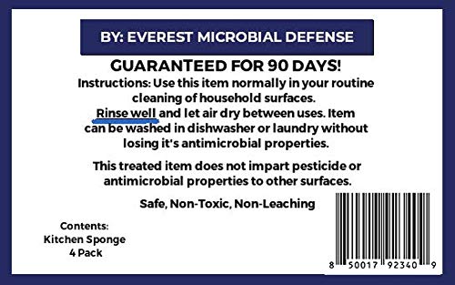NoStench Washable Kitchen Sponges, Microfiber Dish Sponges, 4 Pack | Non-Scratch, Machine Washable Reusable Sponge for Dishes, Pots, Pans, Stainless Steel and Non-Stick Cookware