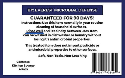 NoStench Washable Kitchen Sponges, Microfiber Dish Sponges, 4 Pack | Non-Scratch, Machine Washable Reusable Sponge for Dishes, Pots, Pans, Stainless Steel and Non-Stick Cookware