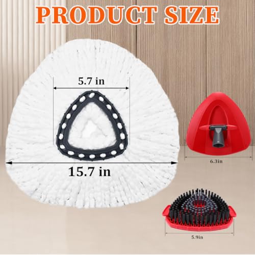 Mop Heads Replacement for Ocedar, Spin Mop Replace Head Scrubber for Ocedar EasyWring 1 Tank, Include 4 Pack Microfiber Spin Mop Refills & 1 Pack Scrub Brush 1 Pack Base for O Cedar | Deep Cleaning Machine Washable, Durable, Reusable, Easy Installation
