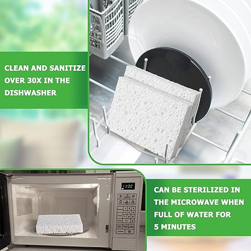12 Pack Dishwashing Sponges Natural Cellulose Sponges Plant Based Resilient and Reusable Soft Dish Sponges for Washing Dishes DIY Craft Sponge for Fun - color: White