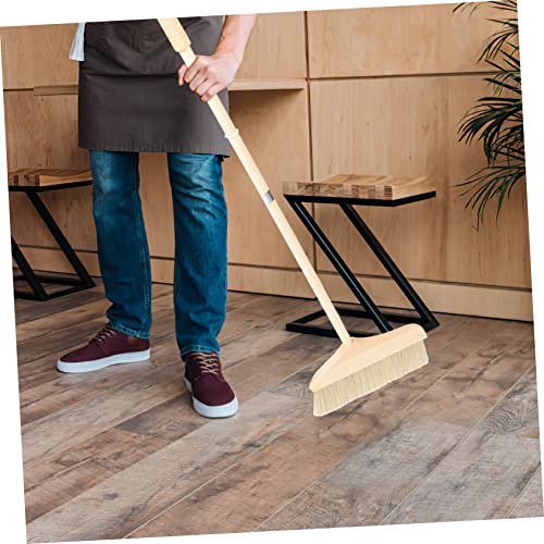 SOLUSTRE Broom Soft Bristle Detachable Broom for Easy Storage Long Handle Floor Cleaning White Hair Bristles - color: Khaki