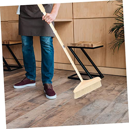 SOLUSTRE Broom Soft Bristle Detachable Broom for Easy Storage Long Handle Floor Cleaning White Hair Bristles - color: Khaki