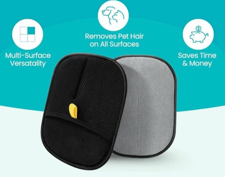 Pet Hair Removal Glove for Dogs & Cats, Reusable Dual-Sided Fur Remover Mitt, Electrostatic Pet Hair Cleaner for Furniture, Sofa, Carpet, Bedding & Clothing | pet hair removal