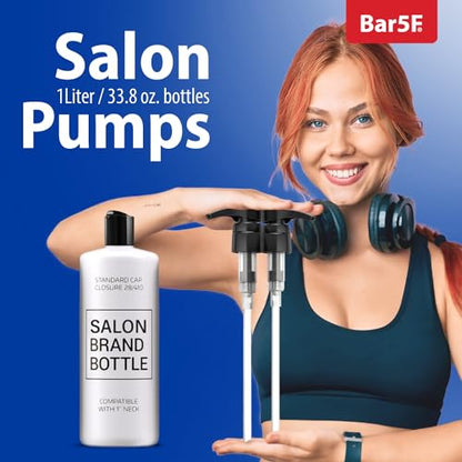 Liter 33.8 oz Shampoo Conditioner Pumps Fits Salon Brand Bottles, 2-Pack Pump Top Dispenser Compatible with 1-inch Neck Diameter Bottles (Black) - color: Black