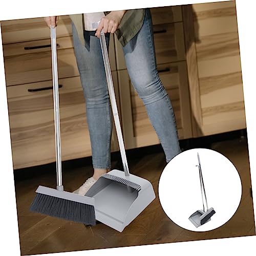 Broom Dustpan Set for Home Kitchen and Outdoor Use 33.5 Long Handled Broom & Heavy Duty Metal Dustpan Upright Design for Easy Cleaning