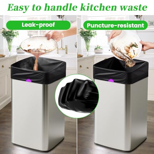 Trash Bags 15 Gallon Tall Kitchen Drawstring Garbage Bags,Fit 13-15 Gal Bins,Extra Strong&Leak-Proof,Unscented&Recyclable Trash Can Liners for Home Office Industrial Bathroom Garden Lawn(Black) - style: 13-15 Gallon-Black