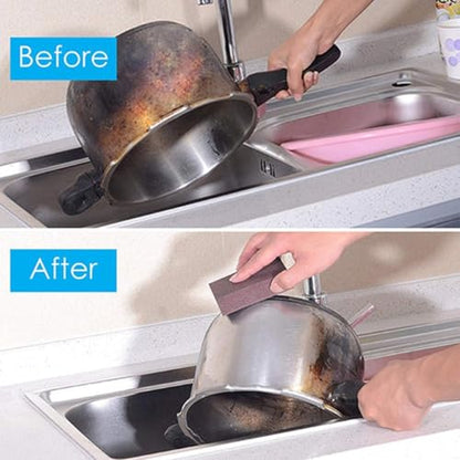 Magic Cleaning Sponge, Heavy Duty Carborundum Emery Scrub Pad, Non-Scratch Rust & Stain Remover, Quick Scrubber for Kitchen Cookware, Sinks, Pots, Pans, Stovetops, Ovens and Grills (8 PCS) - color: 8 Pcs