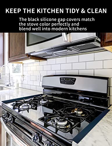 Donpearl 30 inch Black Stove Gap Covers (2 Pack), Silicone Gap Filler for Stove and Counter, Oven Edge Side Gap Guards, Kitchen Range Crumb Catcher Strips between Stovetop and Countertop - color: 30 inch Black