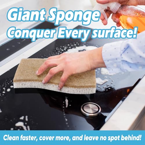 AIDEA XL Scrub Sponges Non-Scratch, 6Count, Large Natural Sponge for Non Stick Cookware, Sponges Kitchen, Cellulose Cleaning Sponge for Dishes, Kitchen, Bathroom, Household - color: Brown-extra Large
