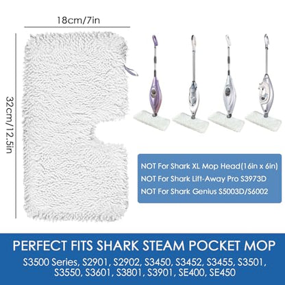 6 Pack Steam Mop Replacement Pads for Shark Steam Pocket Mop S3500 Series S3501 S3601 S2902 S3901 S3550 S3601d S3801 S3801co Se450 S2901, Washable & Reusable Microfiber Mop Pads - color: 6 Pack Plush