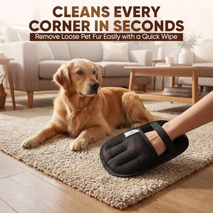 Upgraded Pet Hair Removal Glove – Electrostatic Five‑Finger Design – Effortlessly Removes Dog & Cat Hair from Couch, Carpet, Car Seats, Bedding & Laundry – Reusable & Washable
