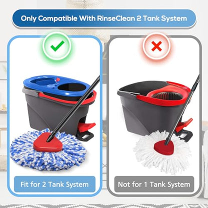 4 Pack RinseClean Spin Mop Replacement Head Spin Mop Refills Compatible with O Ceda RinseClean Dual System, Microfiber Mop Easy Cleaning Floor Head Mo-p for Floor Cleaning RinseClean 2 Tank System - size: 4 Mop Head