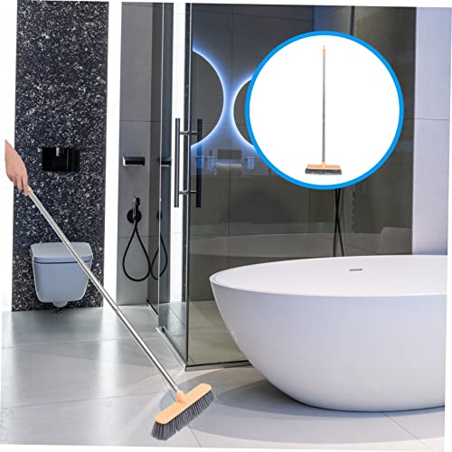 COLLBATH Stainless Steel Cleaning Floor Brush Long-Handle Bathroom Broom Grout Brush Mop Head Comfortable to Hold - color: Multicolor