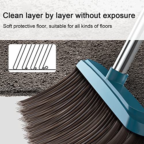 42.7'' Broom with Dustpan Combo Set, House Warming Gifts New Home, Dust pan and Broom Set, Long Handle Broom with Stand Up Dustpan Combo Set for Office Home Kitchen Lobby Floor Use (Green) - color: Green