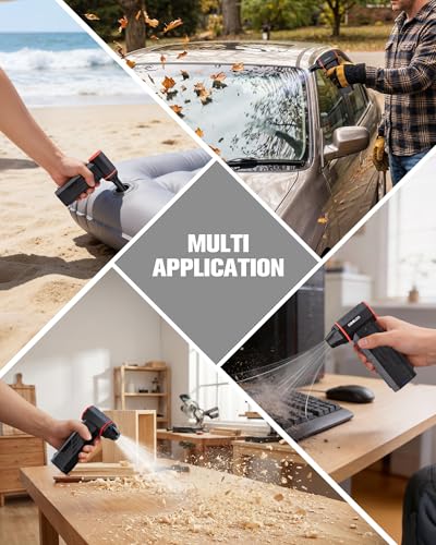 GOOLOO F5S Compressed Air Duster,180000RPM Super Power Cordless Air Blower, Rechargeable Electric Air Duster with Brushless Motor, 3-Speed Adjustable Dust Blower for PC Keyboard, Car, Home, Outdoor - size: Single Battery-F5S