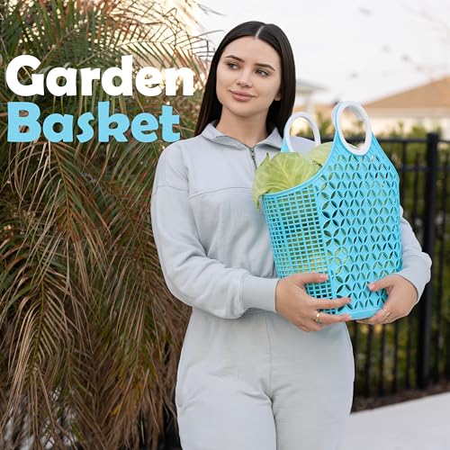 Fox Run Blue Cleaning Caddy, Laundry and Produce Basket with Built-In Handles, 6" x 14" x 18" - color: Blue