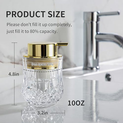 Foaming Soap Dispenser, Bathroom Hand Foam Soap Dispensers for Gold Pump,Glass Refillable Dish Soap Dispenser,Modern Home Soap Dispenser for Bathroom,Kitchen(Clear/Gold Poam Pump) - color: Gold Pump-foam