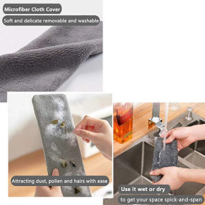 Dust Brush Under Appliance Microfiber Duster with Extension Pole (40 to 55 inches) Bendable, Washable, Extendable Gap Dusters for Sofa Bed Furniture Bottom - Wet or Dry Gray