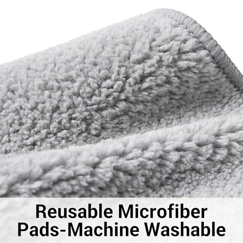 Spin Mop and Bucket System with 2 Microfiber Mop Heads, 360° Rotating Floor Mop for Wet and Dry Cleaning, Adjustable Stainless Steel Handle, Compact Cleaning Set for Hardwood, Tile, Laminate, Grey