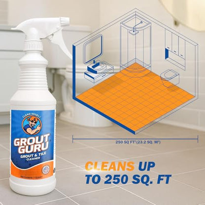 Professional Gel Grout Cleaner Spray, Heavy Duty Tile Grout Cleaner for Tub & Wall, Acid-Free Deep Cleaning Solution, Safe for Marble, Porcelain & Stone, Made in USA, 32 Oz
