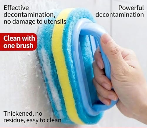 Thickened Blue Model Set Product, Multi-Functional Handheld Cleaning Sponge Brush, Suitable for Cleaning in bathrooms, Kitchens, bathtubs and Toilets. Bathtub Cleaning. Two Pieces of Combination