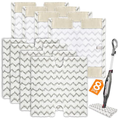 8 Pack Steam Mop Replacement Pads Compatible with Shark Genius Steam Mop S5003D S5002Q S5004 S6001W S6001WM S6002 & Lift-Away Pro Steam Mop S3973 S3973D S3973WM, Washable Microfiber Mop Pads Reusable - color: 8 Pack Stripe