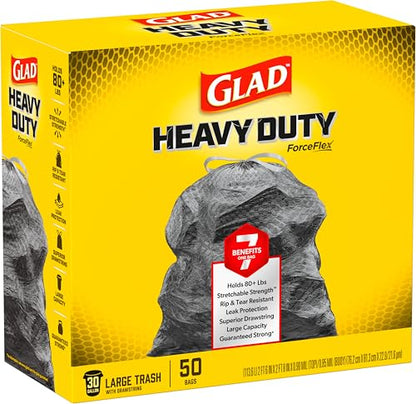 Glad Trash Bags, ForceFlexPlus Drawstring Large Garbage Bags - 30 Gallon, 50 Ct (Package May Vary) (Pack of 2) - size: 50 Count (Pack of 2)
