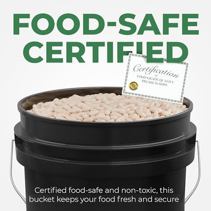 EconoHome 5-Gallon Black Bucket Pail Container with Lid | Metal Handles with Plastic Grip | Easy Stack and Store | Heavy-Duty, Approx 90 MIL, Extra Durable | Food Grade | BPA Free - 1 Pack - color: Black, size: 1 Pack