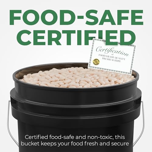 EconoHome 5-Gallon Black Bucket Pail Container with Lid | Metal Handles with Plastic Grip | Easy Stack and Store | Heavy-Duty, Approx 90 MIL, Extra Durable | Food Grade | BPA Free - 3 Pack - color: Black, size: 3 Pack