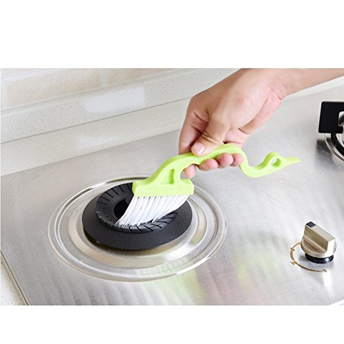 2pcs Hand-held Groove Gap Cleaning Tools Door Window Track Kitchen Cleaning Brushes(Green) - color: Green