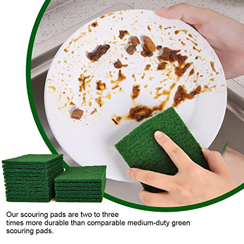 YoleShy 80 PCS Scouring Pad, Dish Scrubber Scouring Pads,4 x 6 inch Green Reusable Household Scrub Pads for Dishes, Kitchen Scrubbers & Metal Grills - color: 80 Pcs