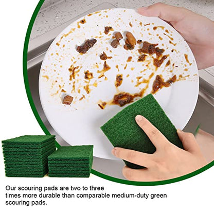 YoleShy 80 PCS Scouring Pad, Dish Scrubber Scouring Pads,4 x 6 inch Green Reusable Household Scrub Pads for Dishes, Kitchen Scrubbers & Metal Grills - color: 80 Pcs