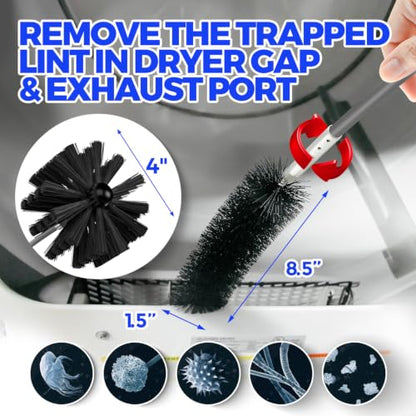 Holikme 15 Feet Dryer Vent Cleaner Kit, Lint Remover, Extends Up to 15 Feet, Synthetic Brush Head, Use with or Without a Power Drill,Gray - color: Gray