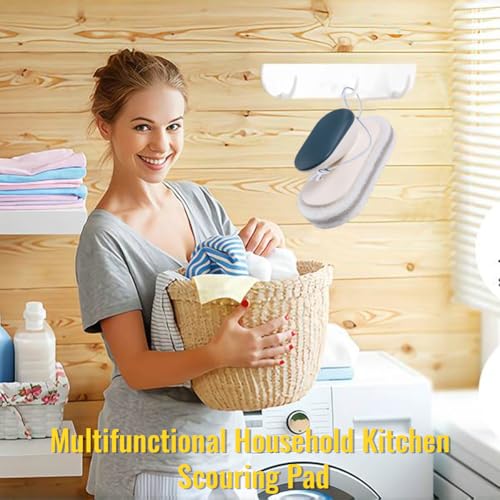 Sponge No-Scratch Scouring Pad Brush, with Comfortable Handle,Cleaning Brush for Kitchen Bathroom Bathtub Toilet Swiming Pool, Dish Sponge Cleaning Scrubber(Blue) - color: Blue