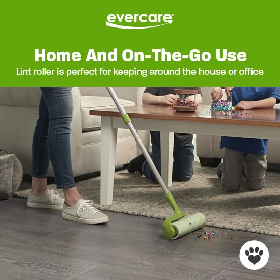Evercare Pet Mega Lint Roller Value Pack with Two 50-Sheet Refills - Includes Refillable Lint Roller, Adhesive Sheets, Versatile Cleaning Uses, Home and On-The-Go Use, Extendable Handle - size: 3-Pack (125 Sheets), style: Pet Mega Lint Roller + 2 Refills