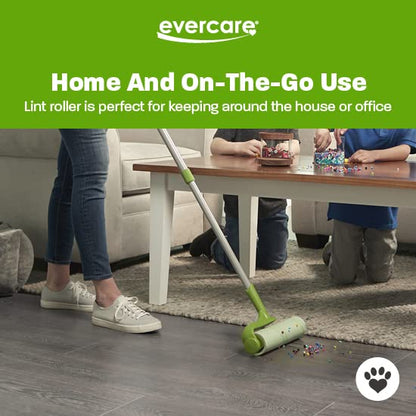 Evercare Pet Mega Lint Roller Value Pack with Two 50-Sheet Refills - Includes Refillable Lint Roller, Adhesive Sheets, Versatile Cleaning Uses, Home and On-The-Go Use, Extendable Handle - size: 3-Pack (125 Sheets), style: Pet Mega Lint Roller + 2 Refills