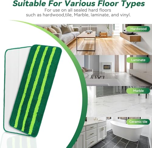 Mop Head Replacement for Libman Freedom Spray Mop - Washable Reusable Wet & Dry Cleaning - Microfiber Spray Mop Pads Refill for Multi-Surface Floor -12 Pack (Green） - color: Green 12 Pack - Better Cleaning