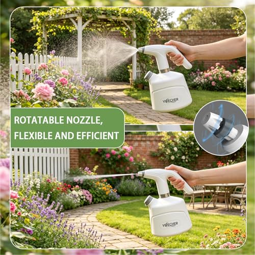 Electric Spray Bottle, 0.5 Gallon Battery Powered Plant Mister with Extended Wand, 2000mAh USB Rechargeable Automatic Garden Sprayer, Adjustable Spout Continuous Water Sprayer for Indoor Houseplants - size: 2L/0.5 Gallon