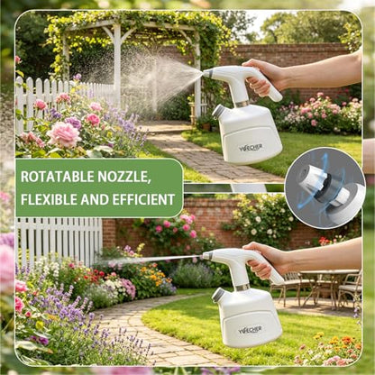Electric Spray Bottle, 0.5 Gallon Battery Powered Plant Mister with Extended Wand, 2000mAh USB Rechargeable Automatic Garden Sprayer, Adjustable Spout Continuous Water Sprayer for Indoor Houseplants - size: 2L/0.5 Gallon