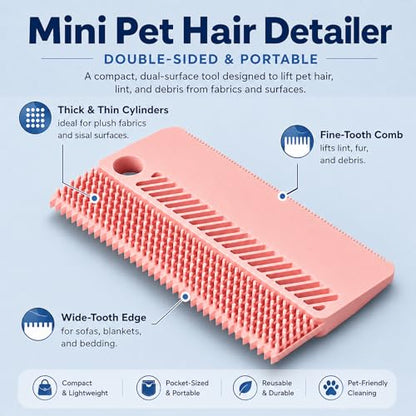 2 Pack Portable Pet Dogs Cats Hair Remover Lint Removal Shaver Tool Fur Scraper Carpet Rake for Couch Furniture Car Mats Fabric Sofa Clothes Bedding Pink - color: Pink